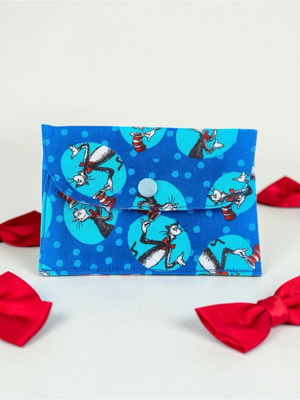 Blue Cat in the Hat Dr Seuss Kids Wallet New Handmade by Darling Darce